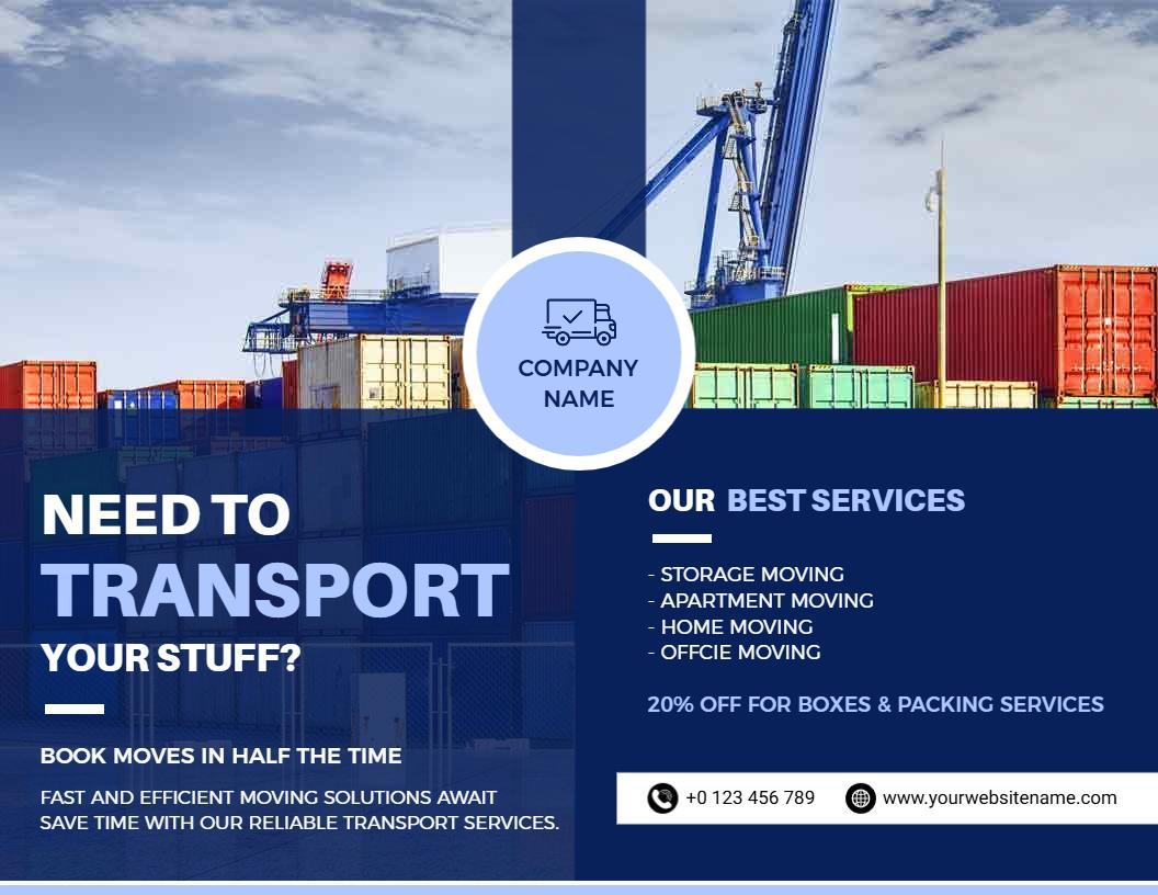 Efficient Transport and Moving Services Solutions Brochure Template