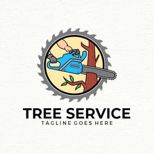 Efficient Tree Cutting with Professional Tool in Action Logo Template