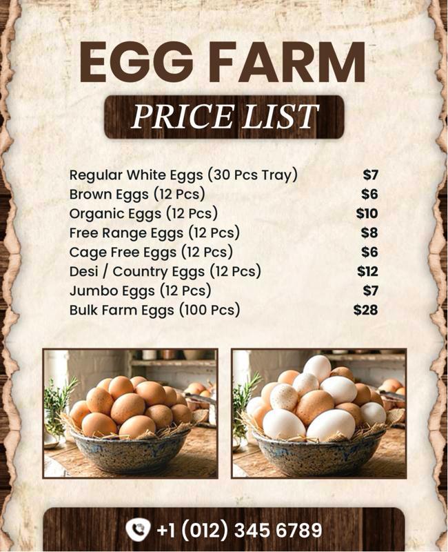 Egg Farm Price List Menu Poster Template
