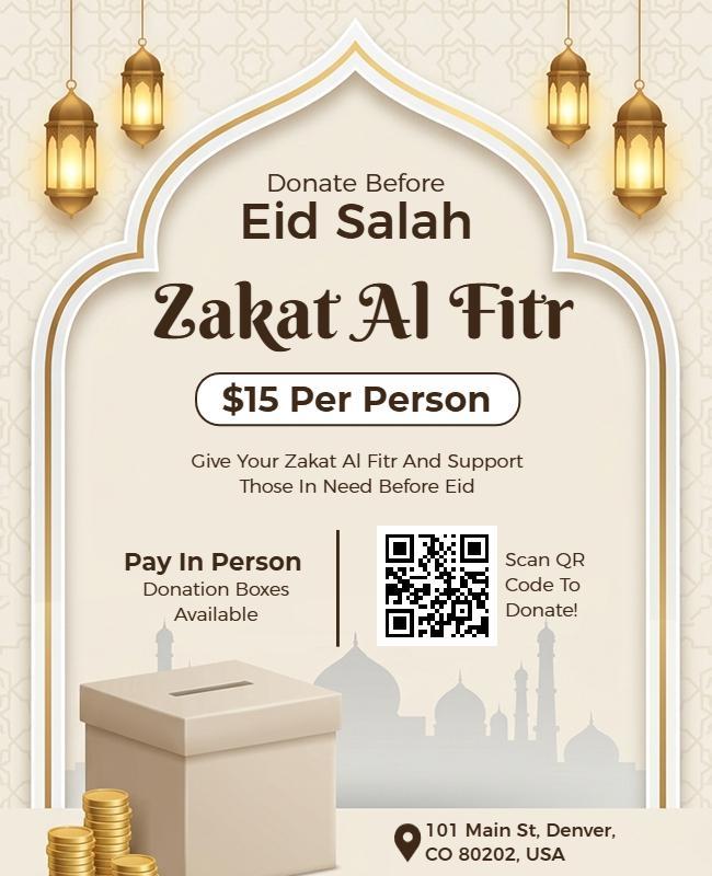 Eid Zakat Al Fitr Donation Flyer Template