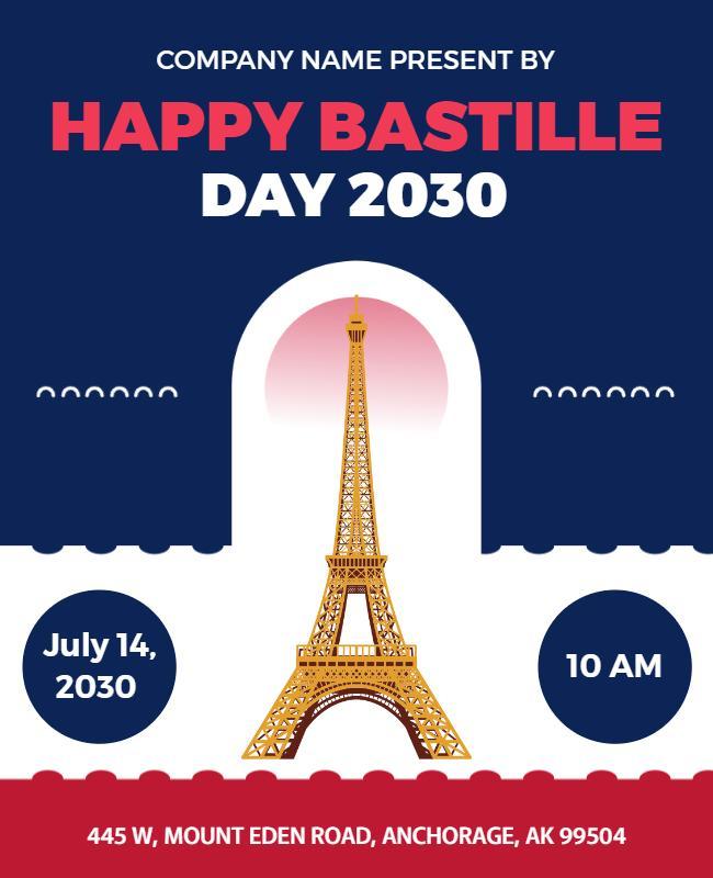Eiffel Tower Celebration for Bastille Day Festivities Poster Template