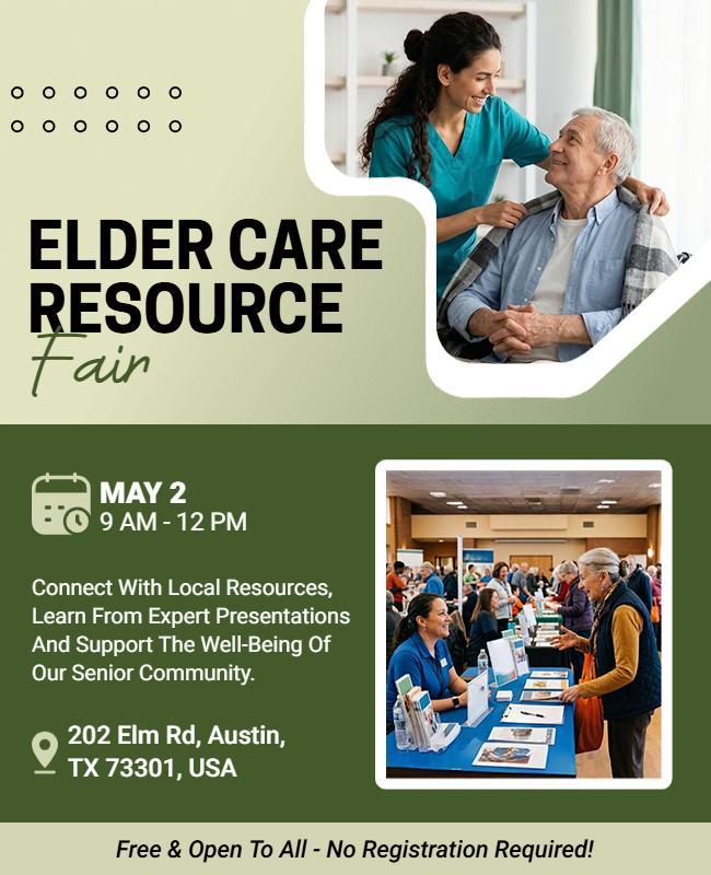 Elderly Care Resource Fair Flyer Template