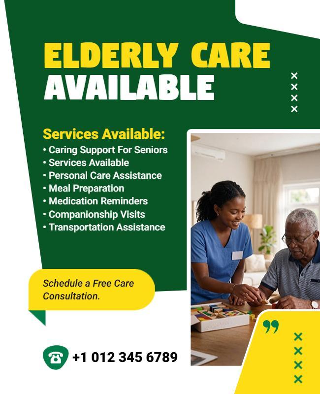 Elderly Care Services Available Flyer Template