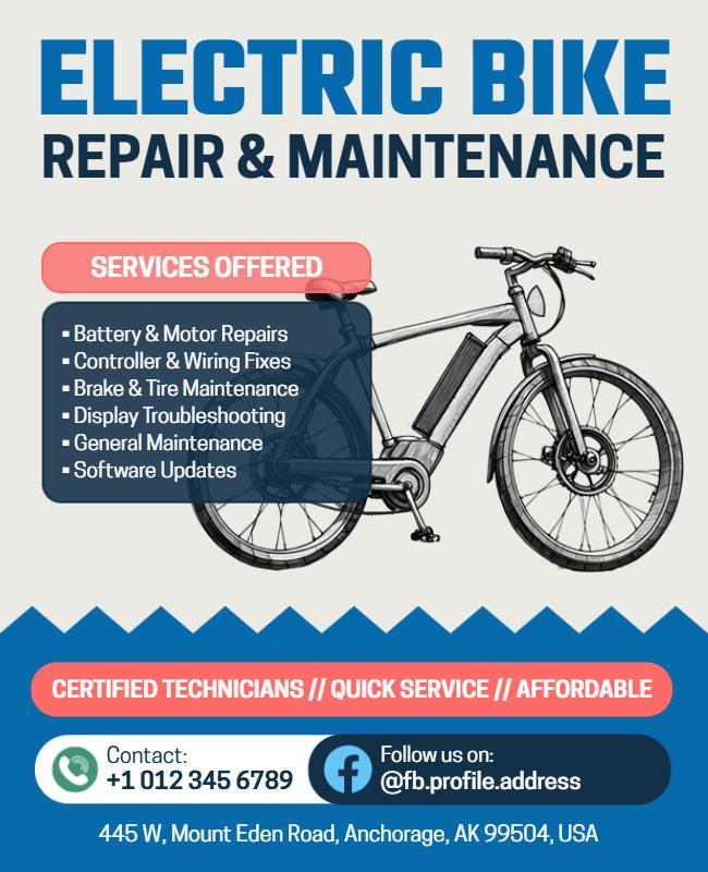 Electric Bike Repair Service Flyer Template