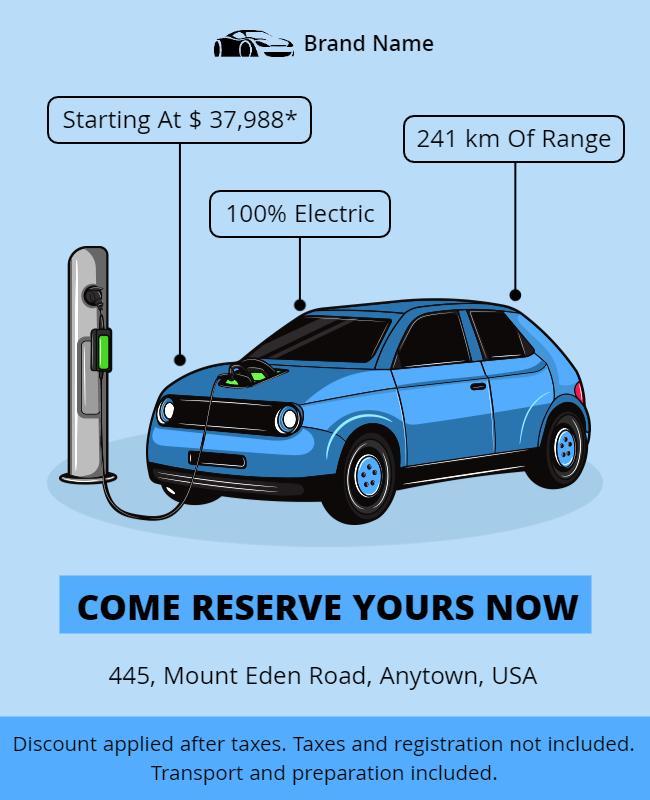 Electric Car Promotion and Reservation Flyer Template
