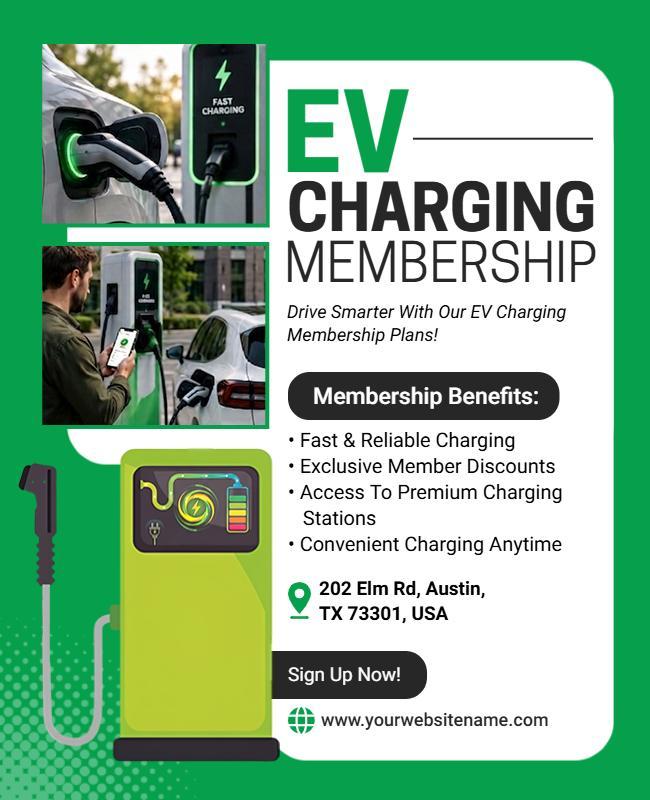 Electric Vehicle Charging Membership Benefits Flyer Template