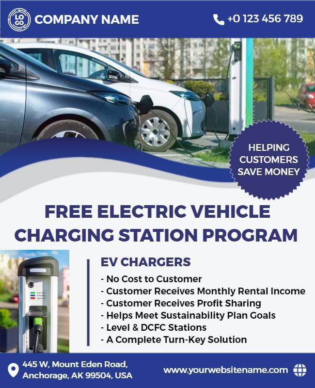 Electric Vehicle Charging Station Program Flyer Template