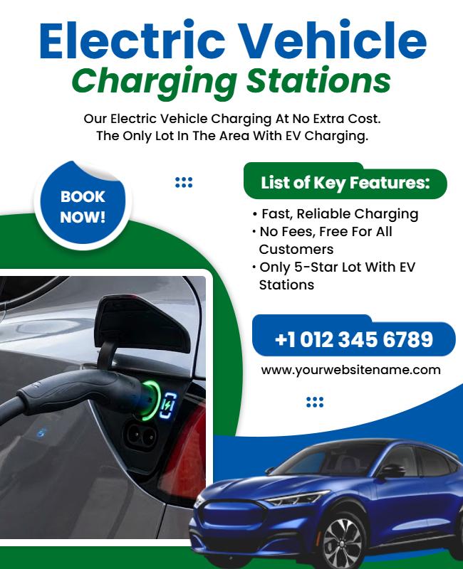Electric Vehicle Charging Stations Promotional Poster Template
