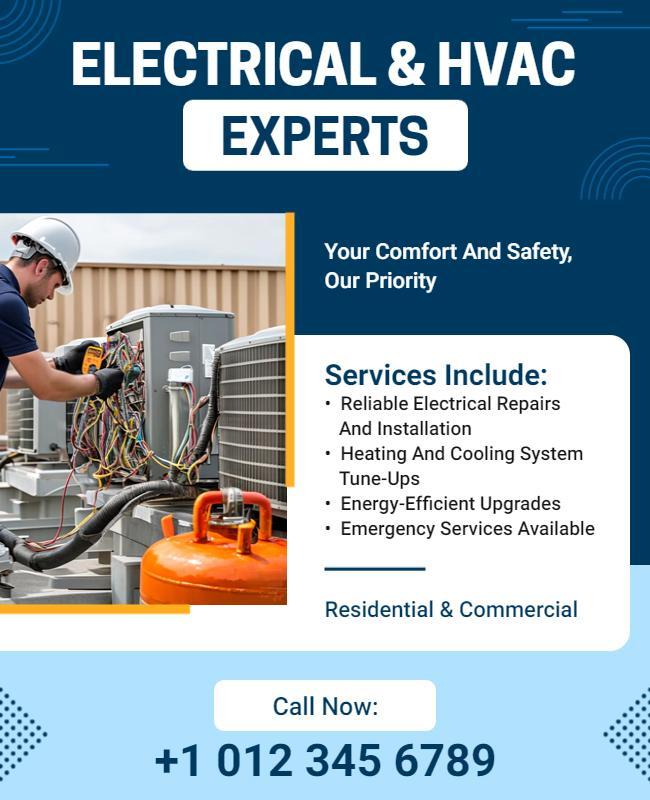 Electrical and HVAC Services Promotional Flyer Template