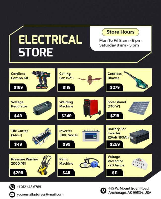 Electrical Equipment Store Promotional Flyer Template