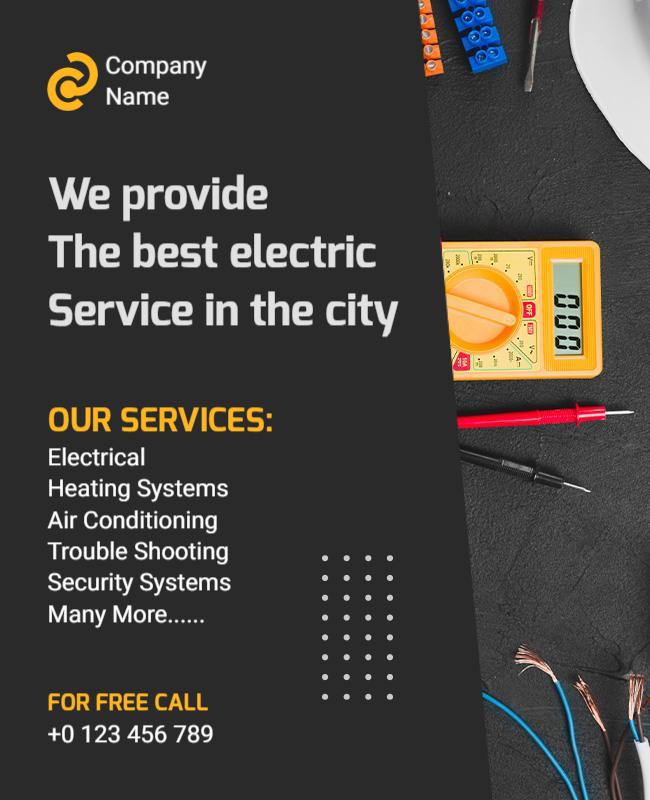 Modern Dark Electric Service Promotion Flyer Template