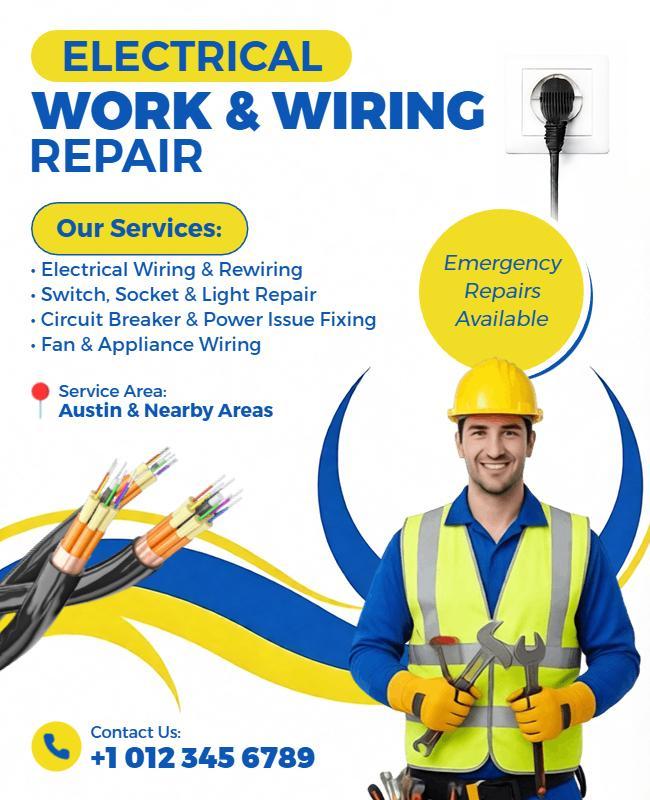 Electrical Work and Wiring Repair Services Flyer Template
