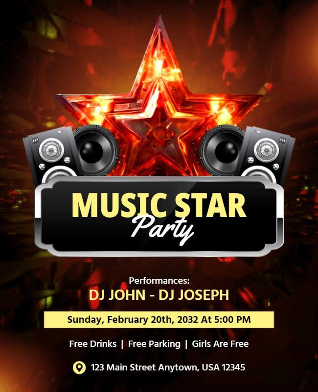 Electrifying Music Star Party Event Flyer Template