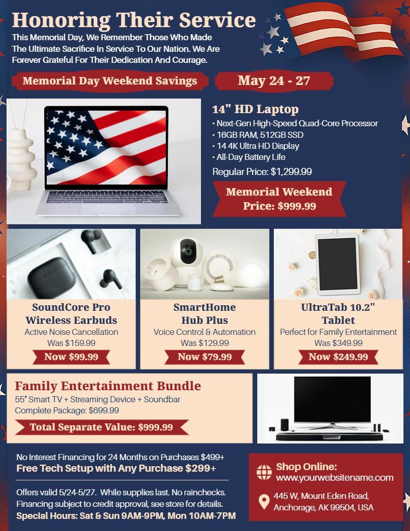 Electronics Featured Products Memorial Day Flyer Template
