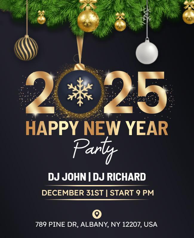 Elegant 2025 New Year Celebration Flyer Template