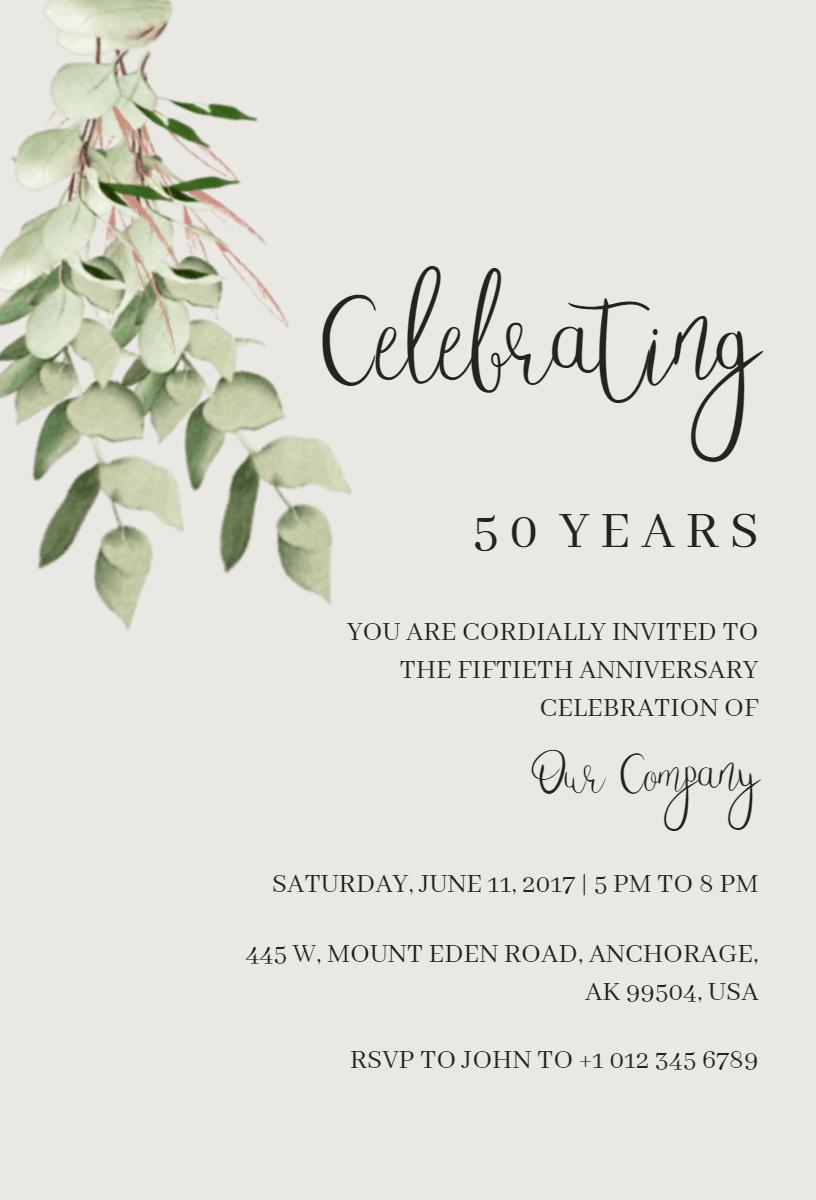Elegant 50th Anniversary Celebration Invitation Template