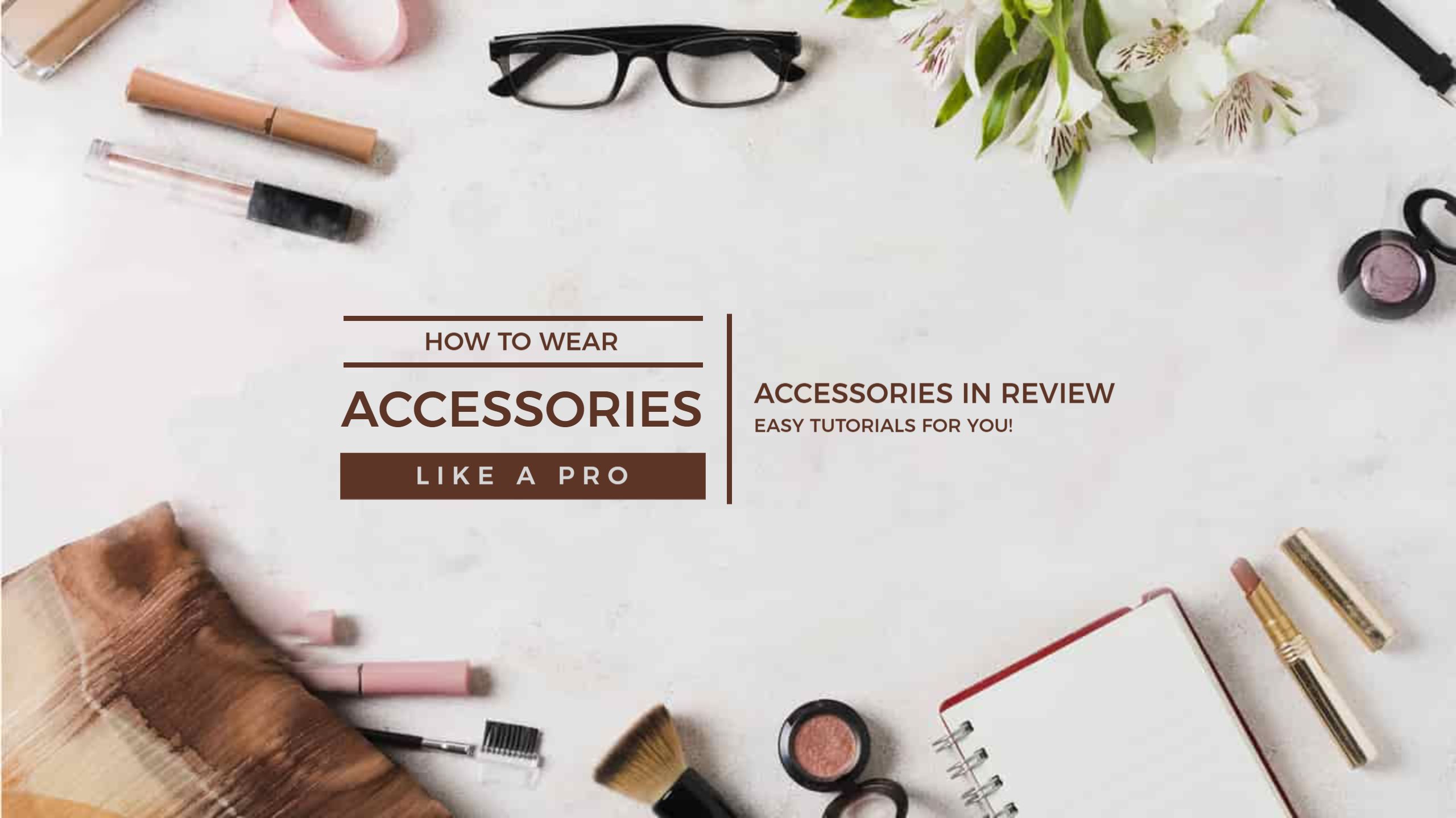 Elegant Accessory Arrangement with Beauty Products YouTube Banner Template