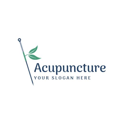 Elegant Acupuncture Design Featuring Calming Green Leaves Logo Template