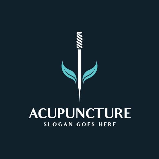 Elegant Acupuncture Needle with Soothing Leaf Design Logo Template