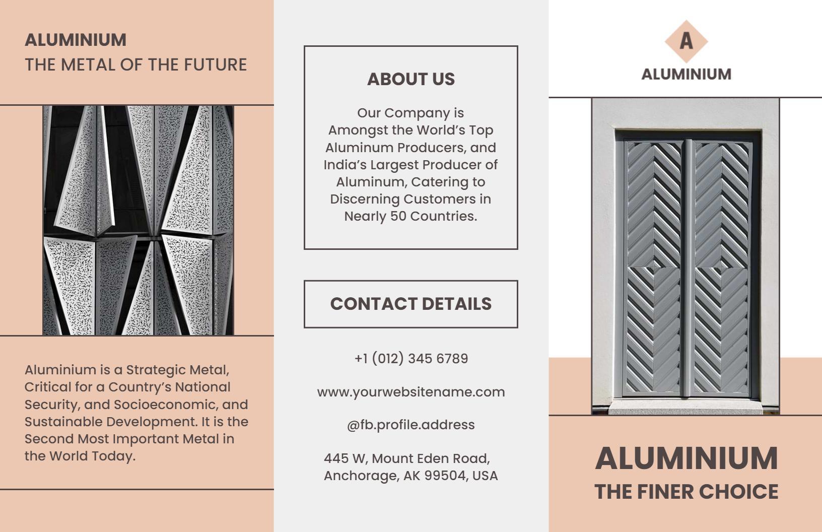 Elegant Aluminium Industry Overview and Services Tri Fold Brochure Template