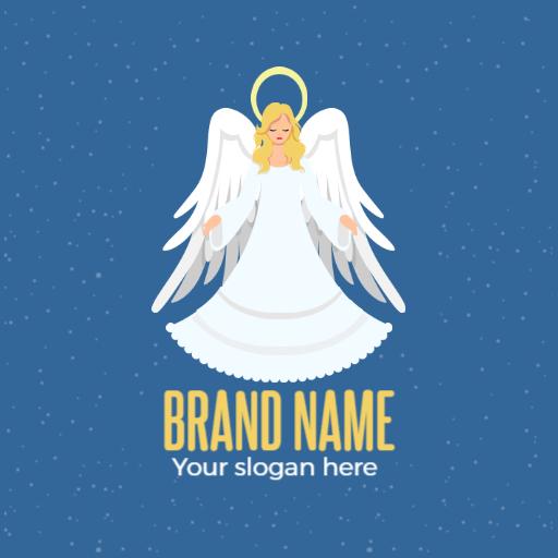 Elegant Angel Design on Blue Background for Business Logo Template