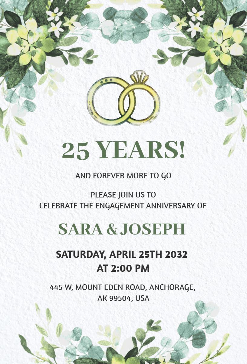 Elegant Anniversary Engagement Celebration Invitation Template