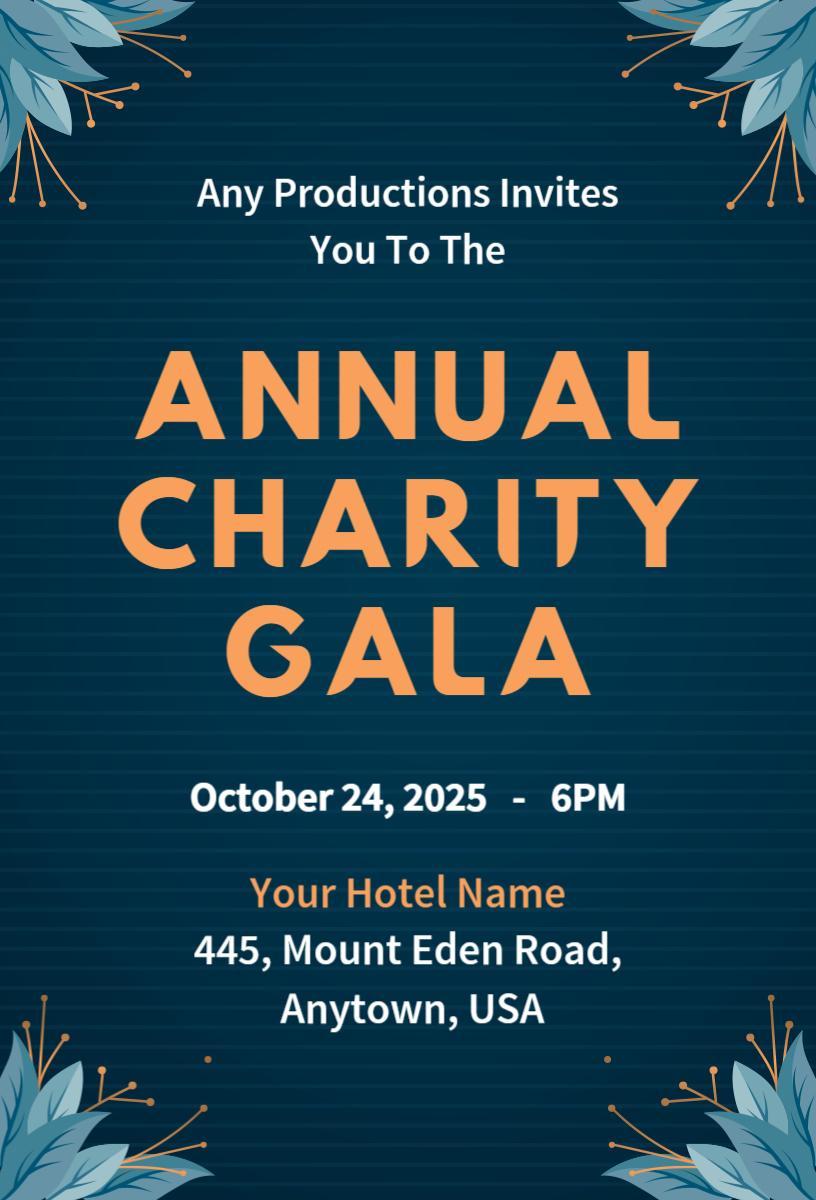 Elegant Annual Charity Fundraising Gala Invitation Template