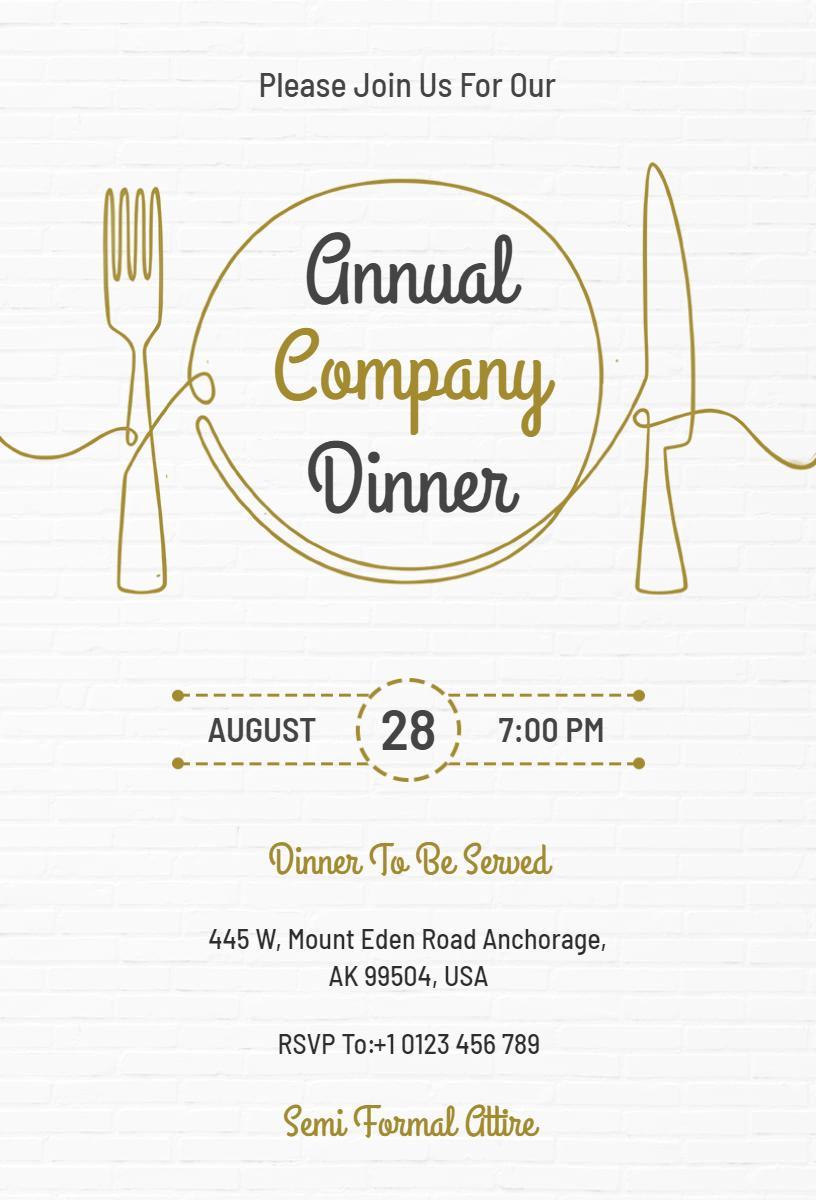 Elegant Annual Company Dinner Celebration Invitation Template