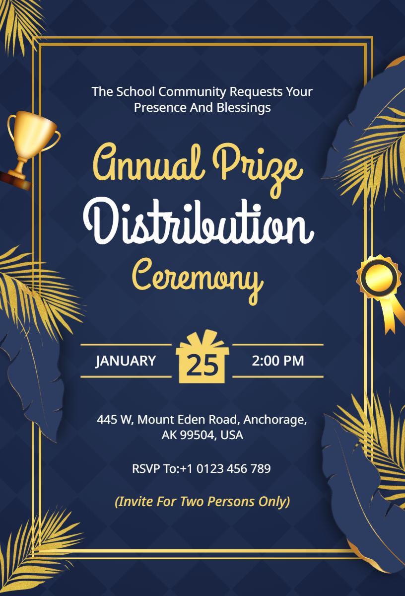 Elegant Annual Prize Distribution Ceremony Invitation Template