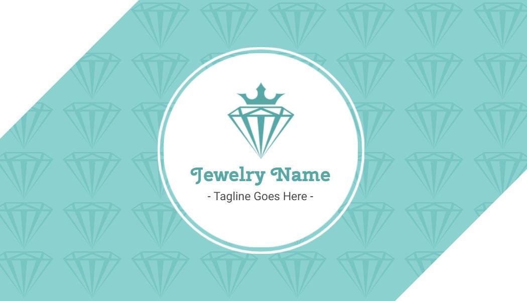 Elegant Aqua Diamond Pattern Jewelry Business Card Template