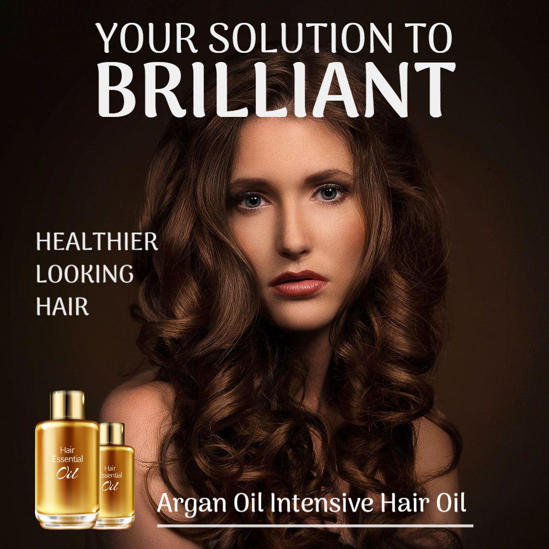 Elegant Argan Oil Hair Treatment for Healthier Looking Hair Ad Template