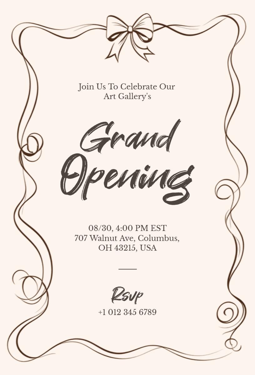 Elegant Art Gallery Grand Opening Celebration Invitation Template