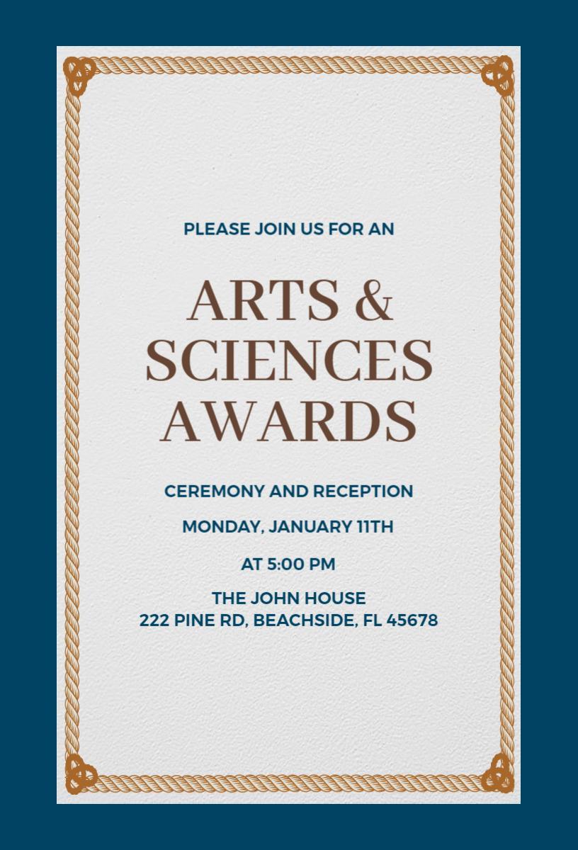 Elegant Arts and Sciences Awards Ceremony Invitation Template