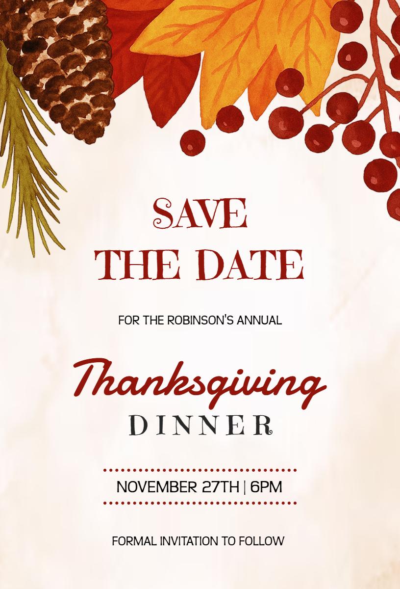 Elegant Autumn Harvest Thanksgiving Dinner Invitation Template