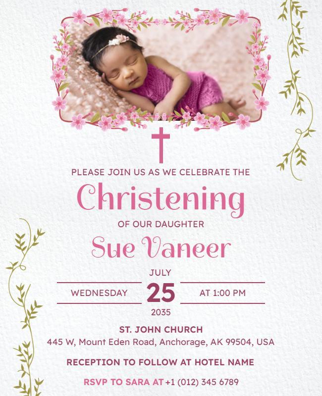 Elegant Baby Christening Invitation Flyer Template