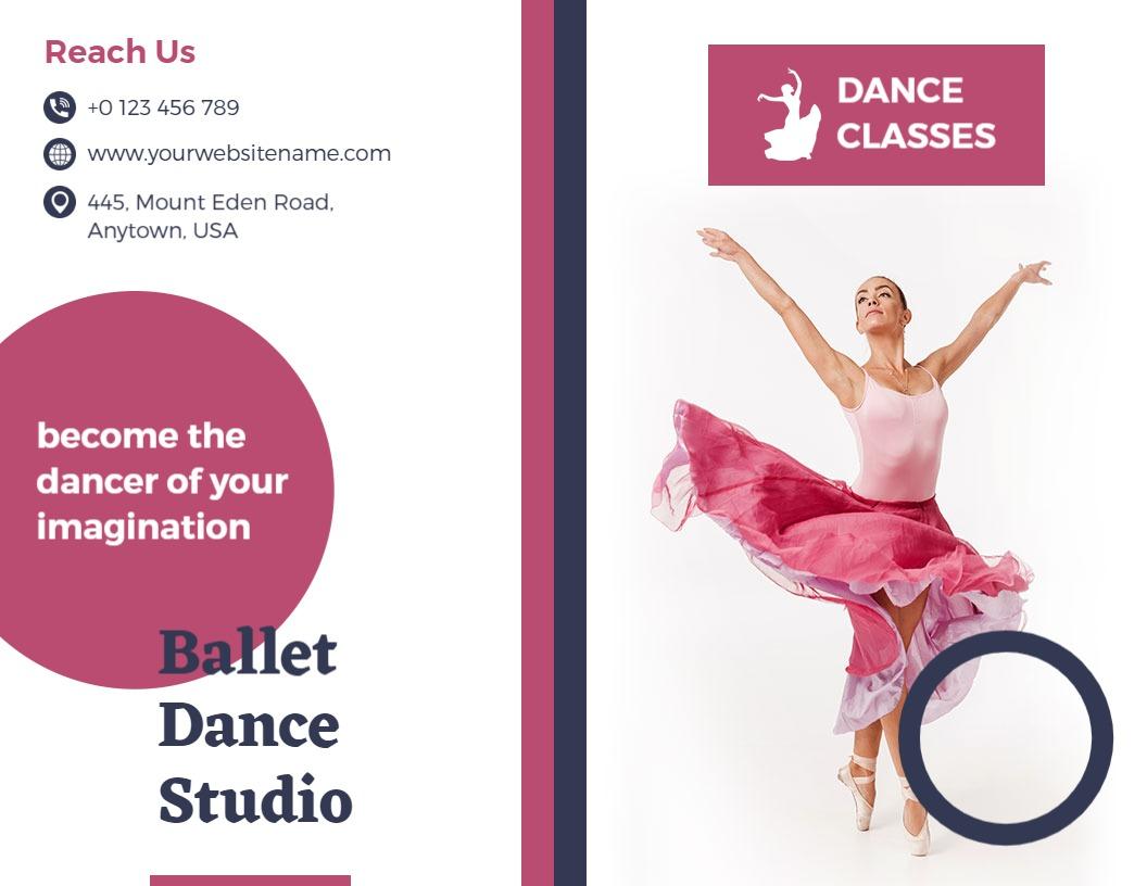 Elegant Ballet Dance Classes Artistic Studio Brochure Template