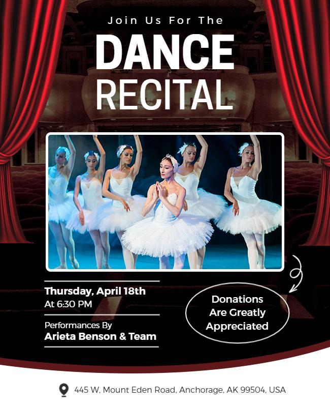Elegant Ballet Dance Recital Performance Poster Template