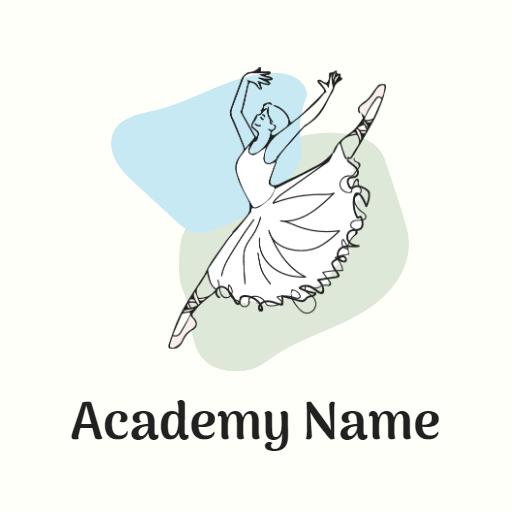 Elegant Ballet Dancer in Action Showcasing Dance Academy Logo Template