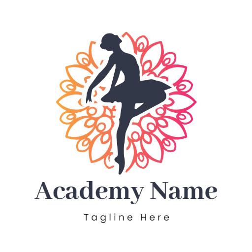 Elegant Ballet Silhouette Dancing Amidst Floral Patterns Logo Template