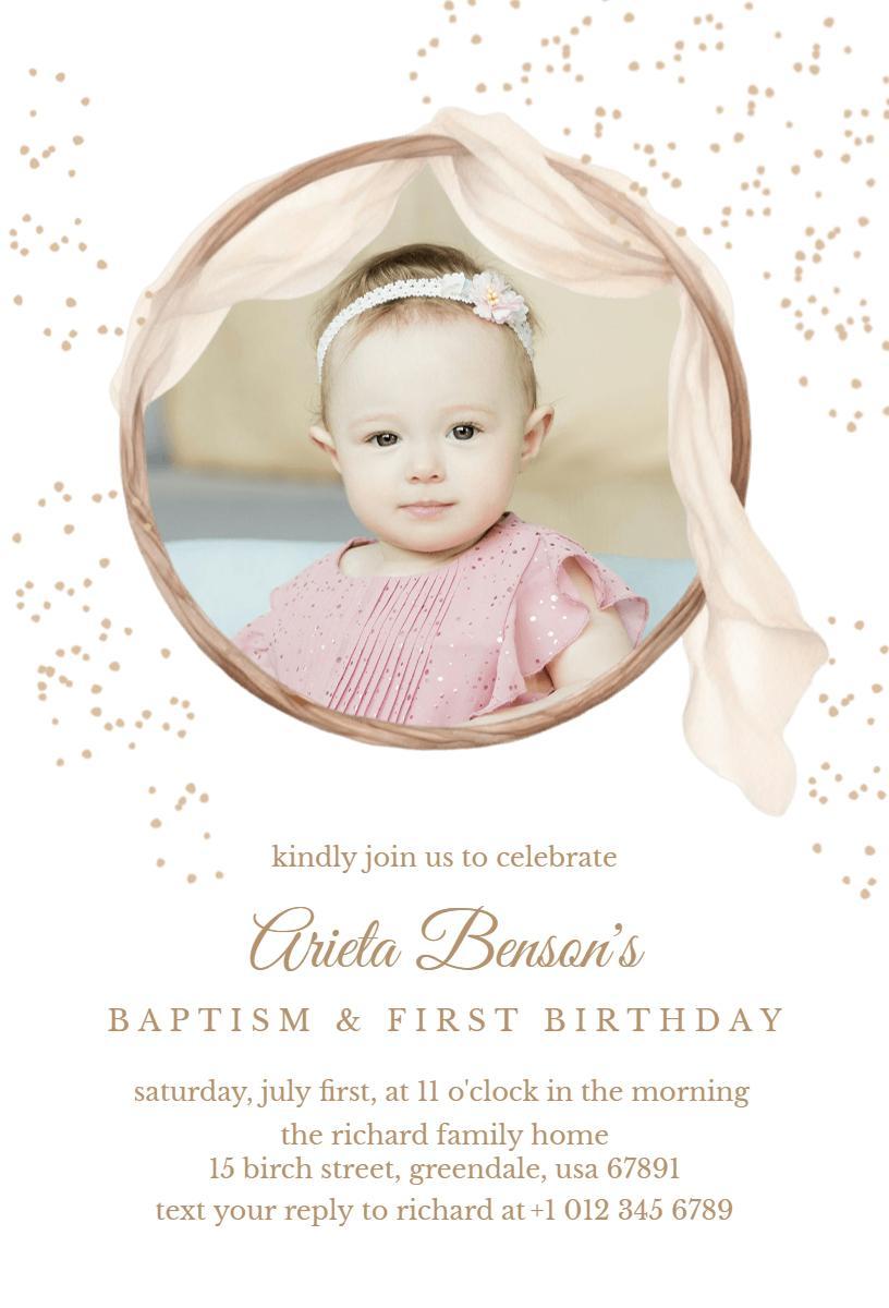 Elegant Baptism and First Birthday Celebration Invitation Template