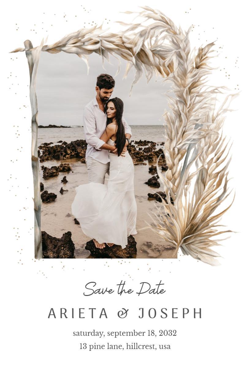 Elegant Beach Wedding Save The Date Invitation Template