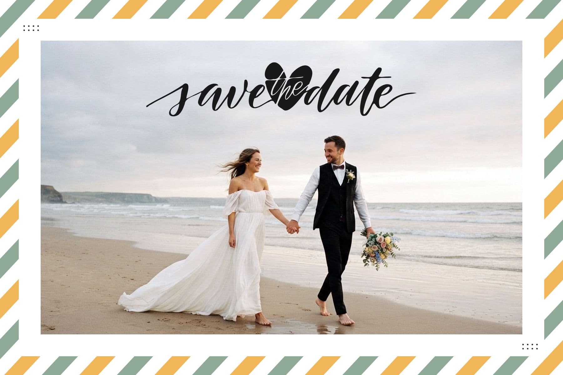 Elegant Beach Wedding Save the Date Postcard Template