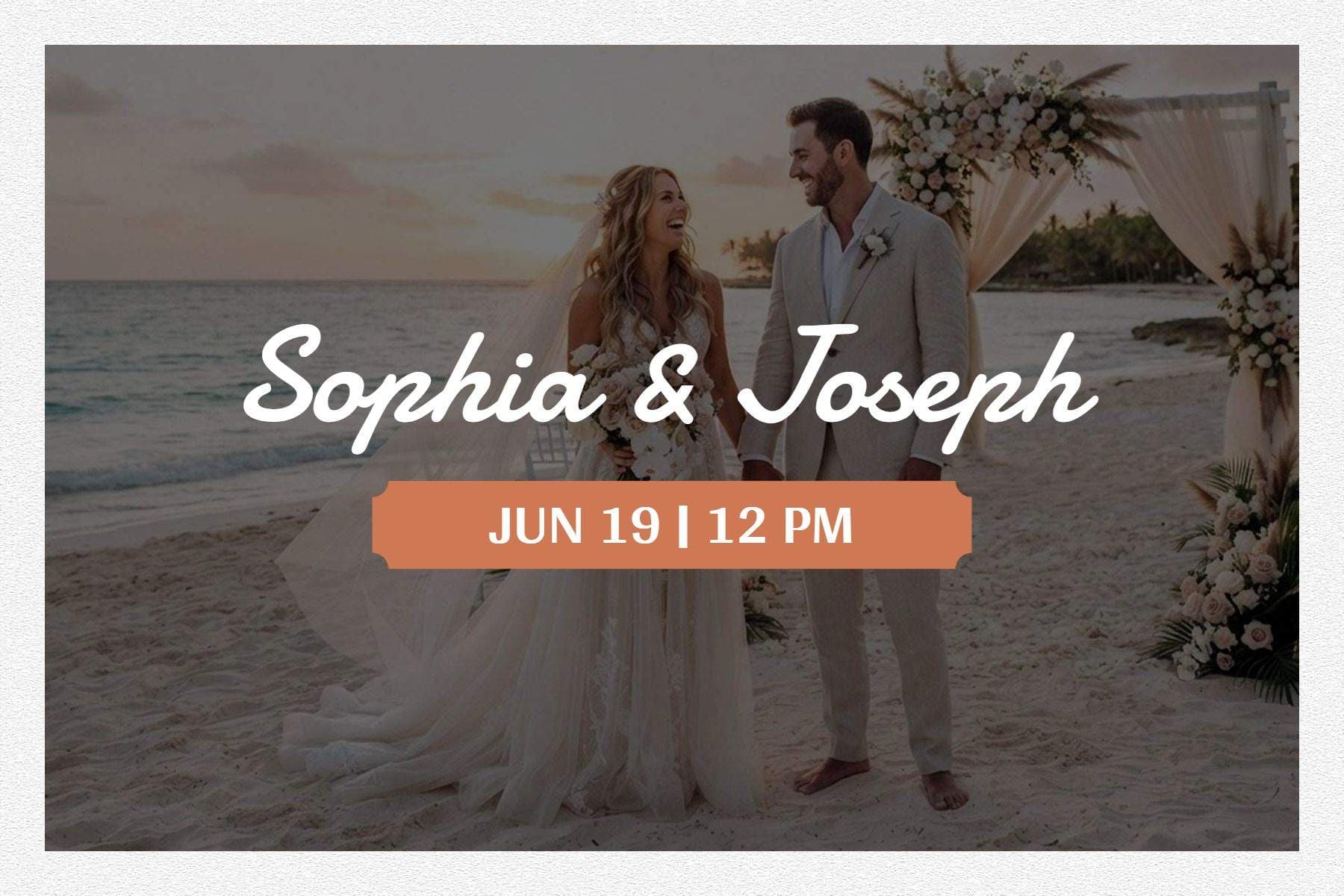 Elegant Beachfront Wedding Postcard Template
