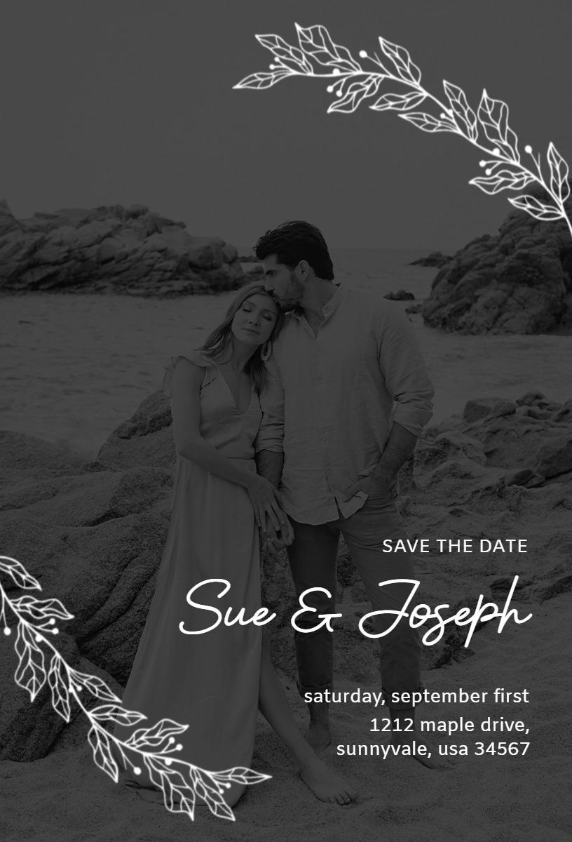 Elegant Beachside Wedding Save The Date Invitation Template
