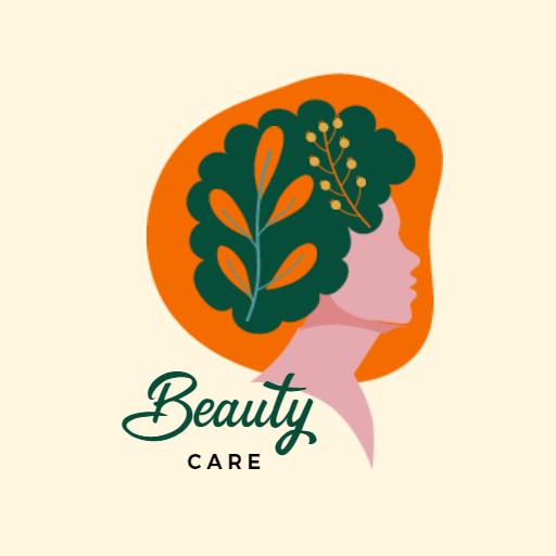 Elegant Beauty Care Design with Vibrant Green and Orange Logo Template