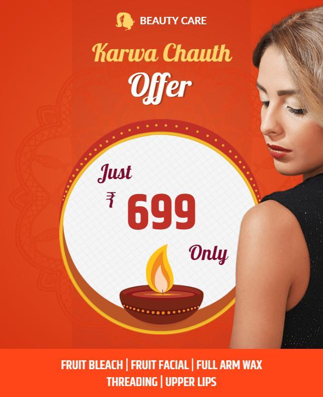 Elegant Beauty Care Karwa Chauth Offer Poster Template