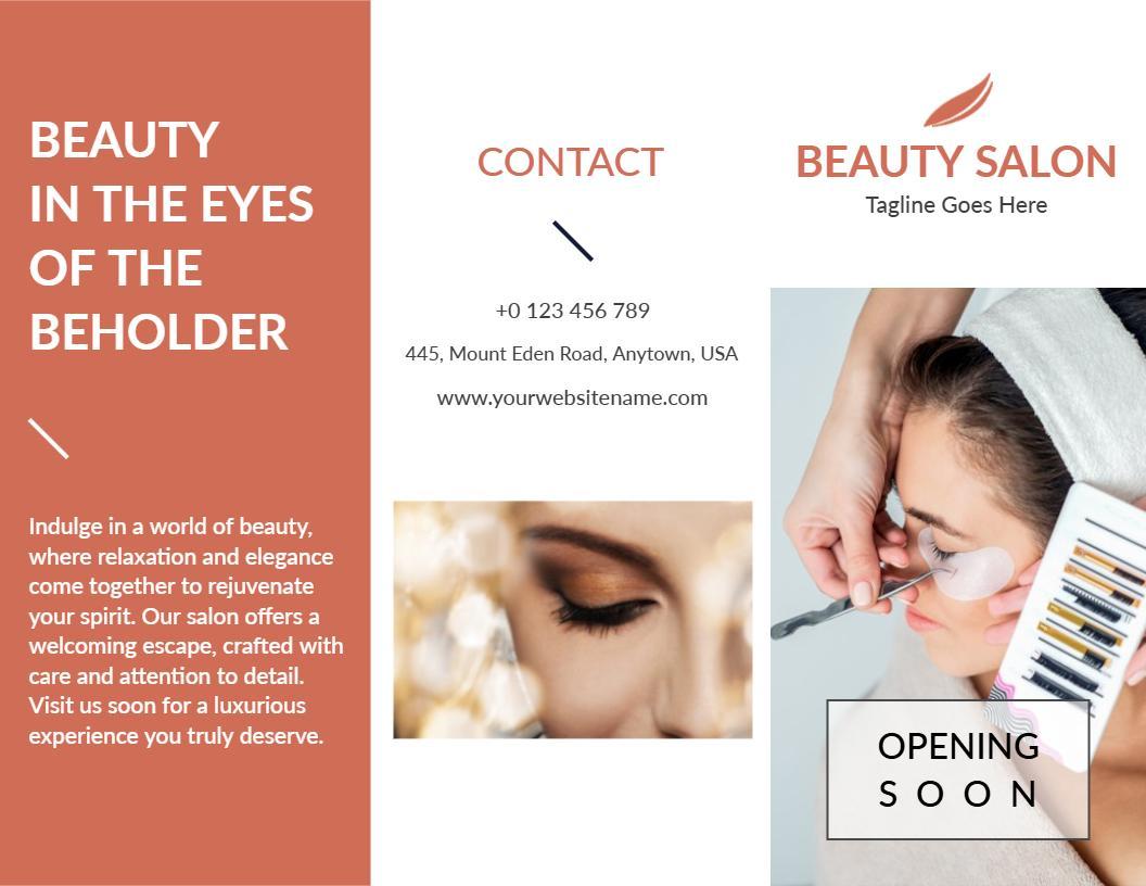 Elegant Beauty Salon Relaxation and Rejuvenation Brochure Template