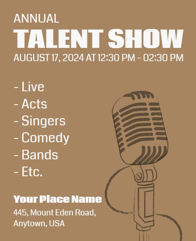 Elegant Beige Annual Talent Show Event Poster Template