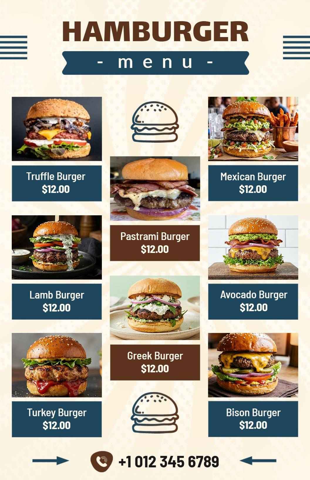 Elegant Beige Background Hamburger Menu Template
