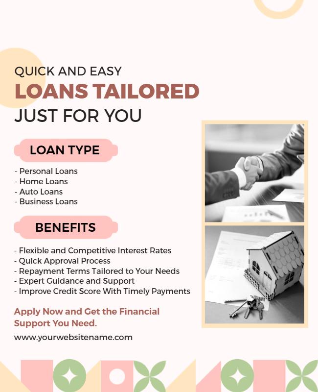Elegant Beige Financial Loan Services Information Poster Template